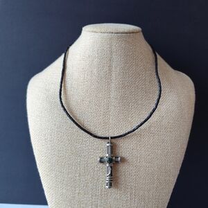 Cross Necklace/Pendant with Malachite Stone